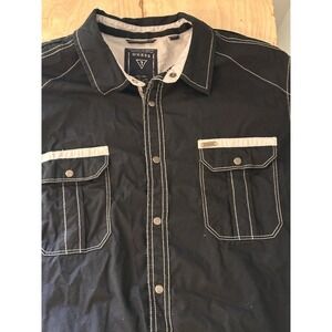 Guess Vintage Snap Button Shirt Mens XL Black Y2K